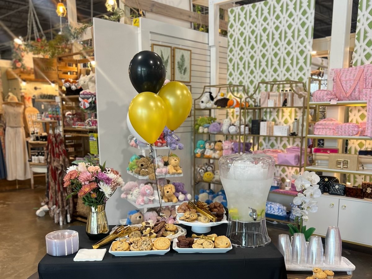 A vendor mall floor set up for an opening day event
