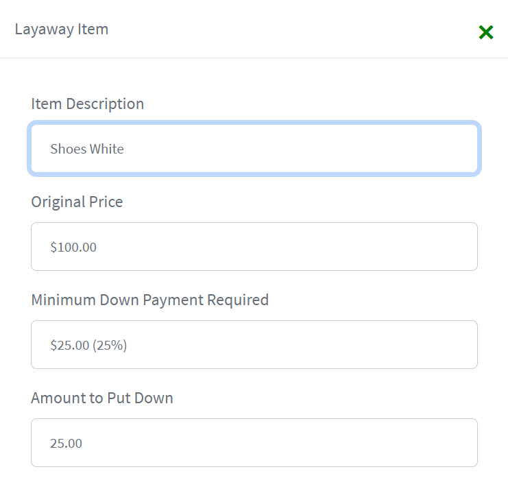 pos layaway item
