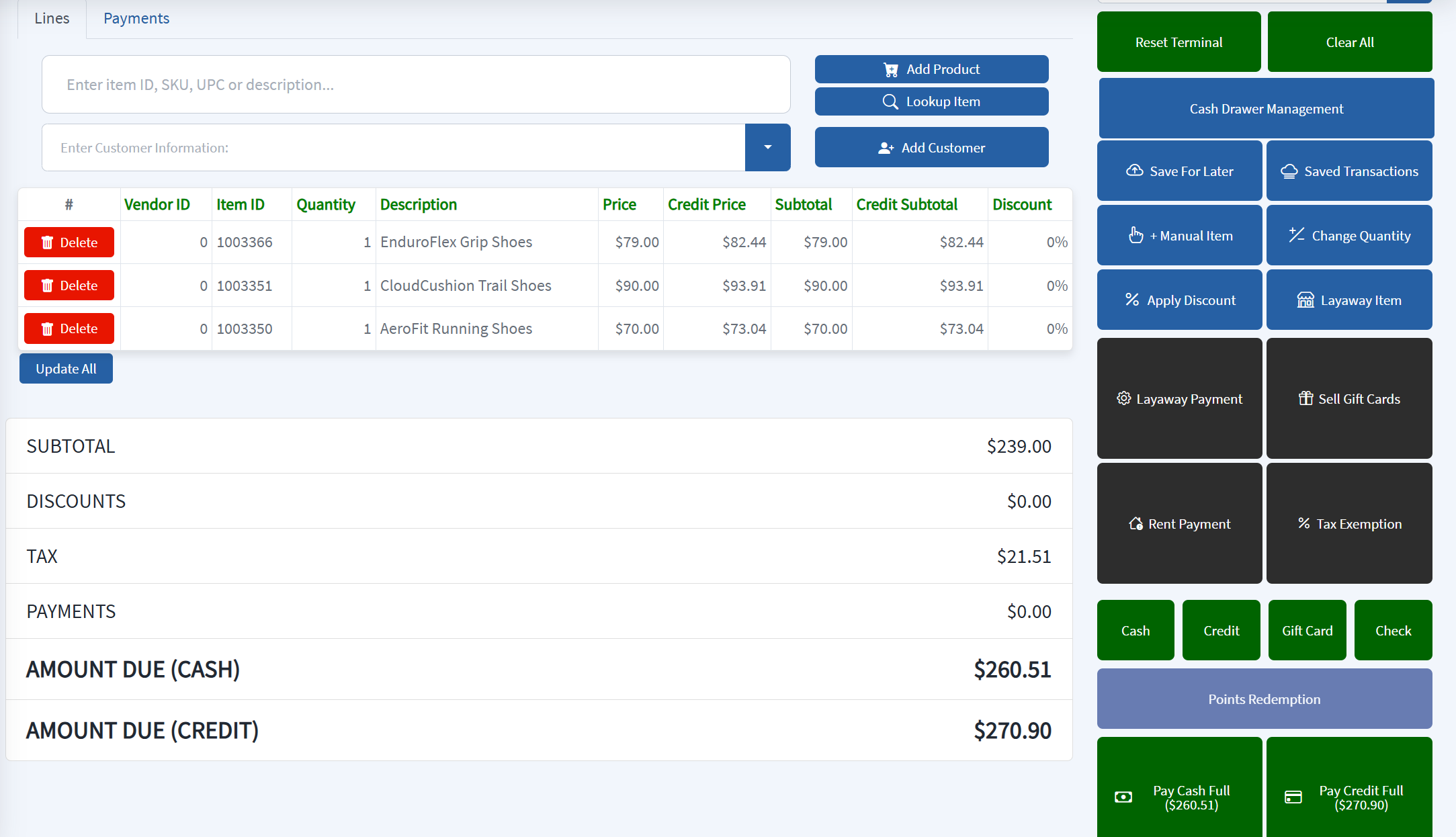 pos main screen