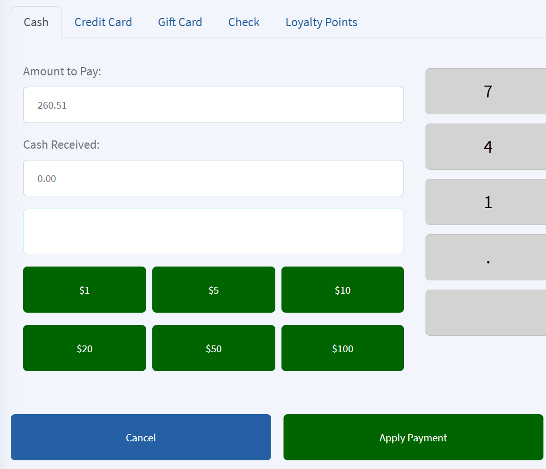 pos multiple payment types