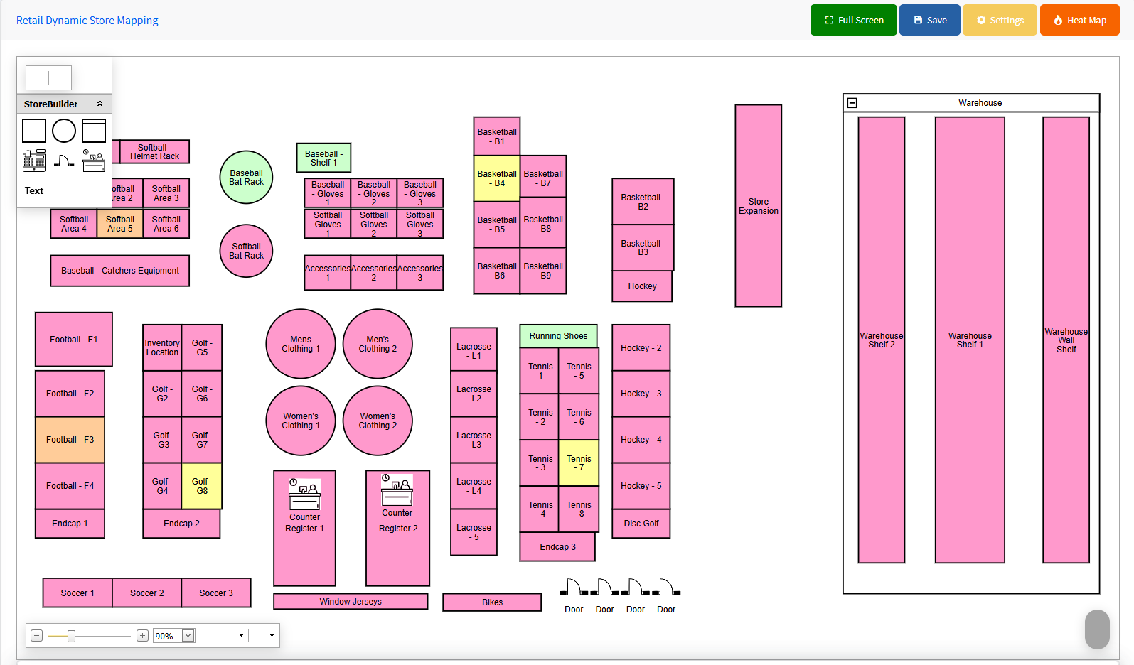 retail dynamic store mapping screen